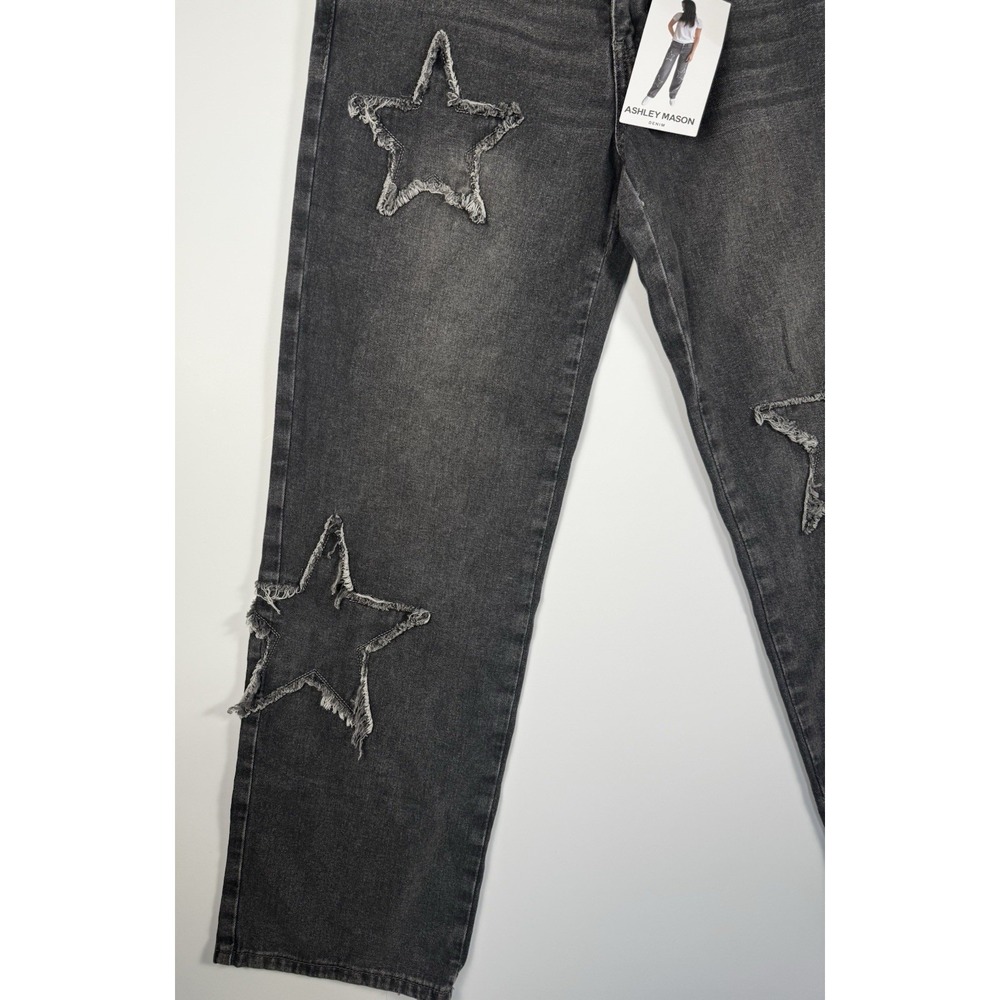 Womens Jeans Black Baggy Wide Leg Distressed Wash Star NWT Size 7/28 Y2K Grunge - Picture 4 of 16